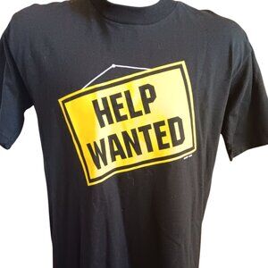 Vintage T-shirt Medium 90's 1998 Help Wanted Fruit Of The Loom Black NWOT NEW